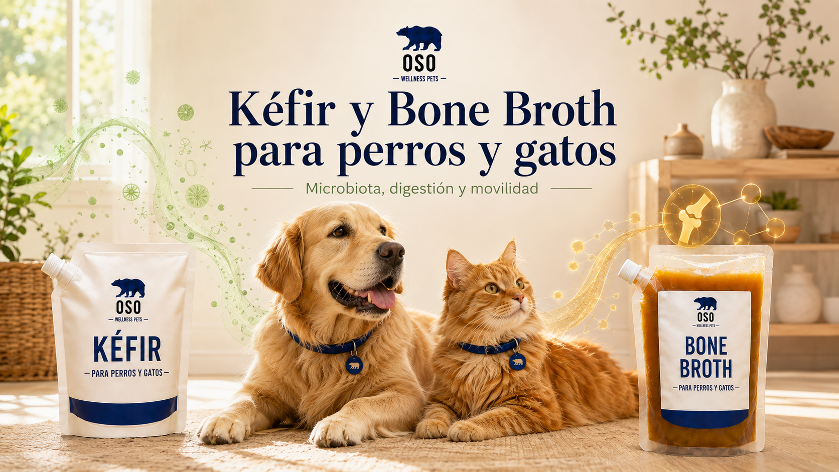 Beneficios del Kéfir y Bone Broth para perros y gatos