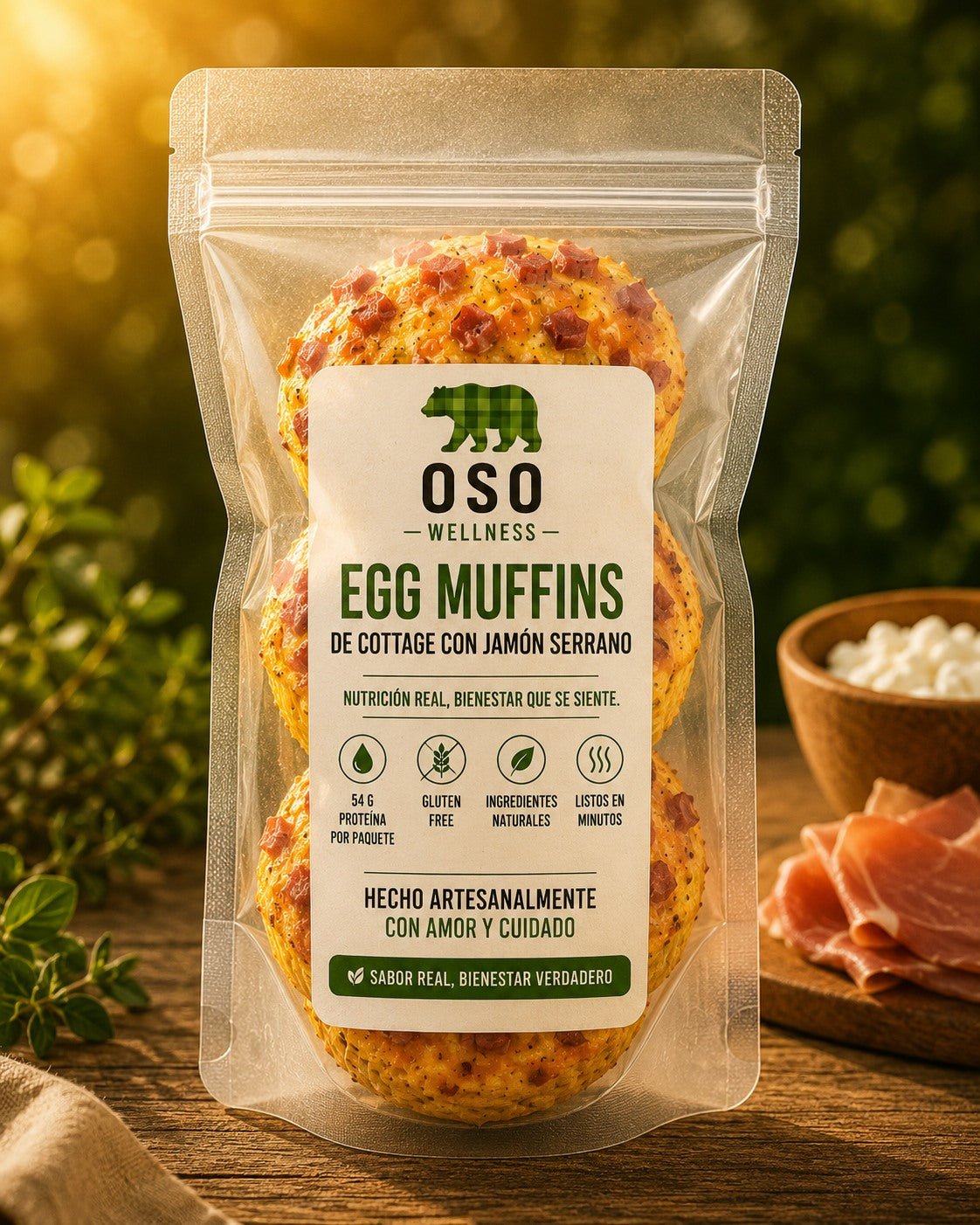 Egg Muffin de cottage con jamón serrano